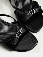Buckle Detail Open Toe Stiletto Sandals