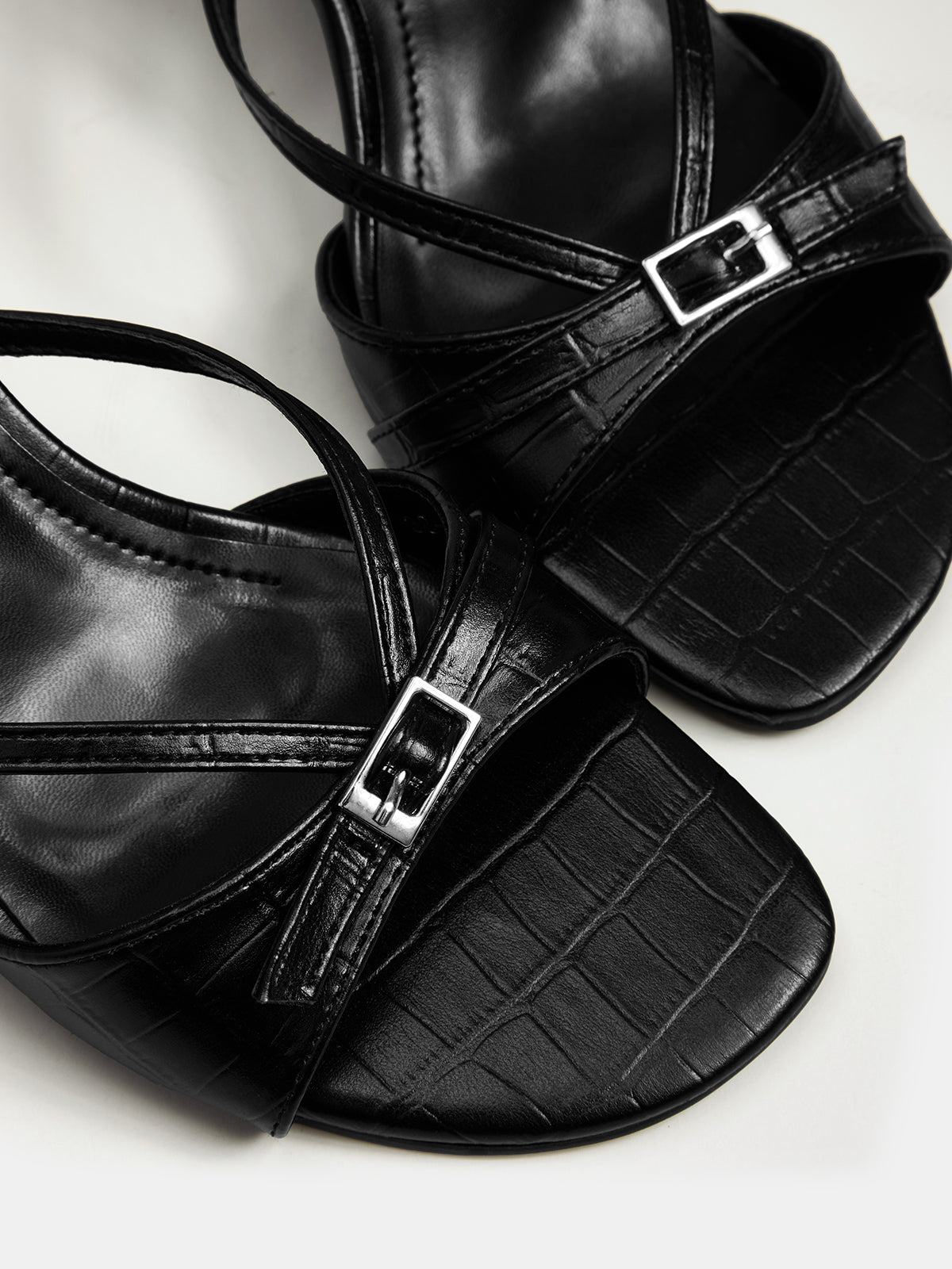 Buckle Detail Open Toe Stiletto Sandals