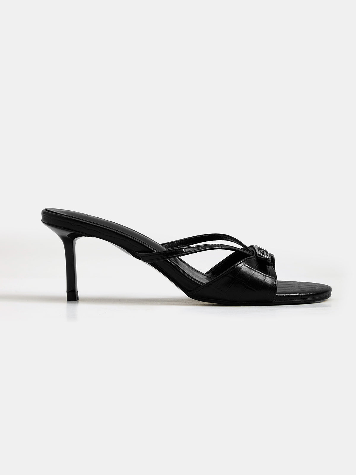 Buckle Detail Open Toe Stiletto Sandals