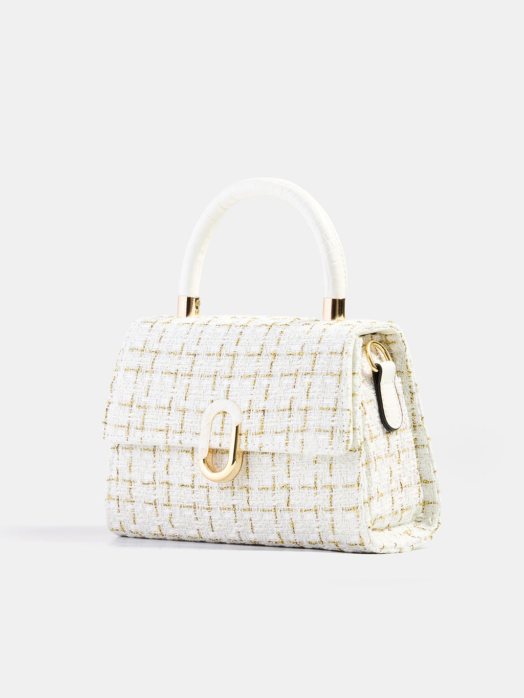 Tweed Plaid Top Handle Handbag