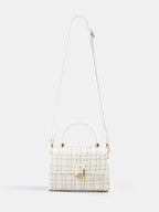 Tweed Plaid Top Handle Handbag