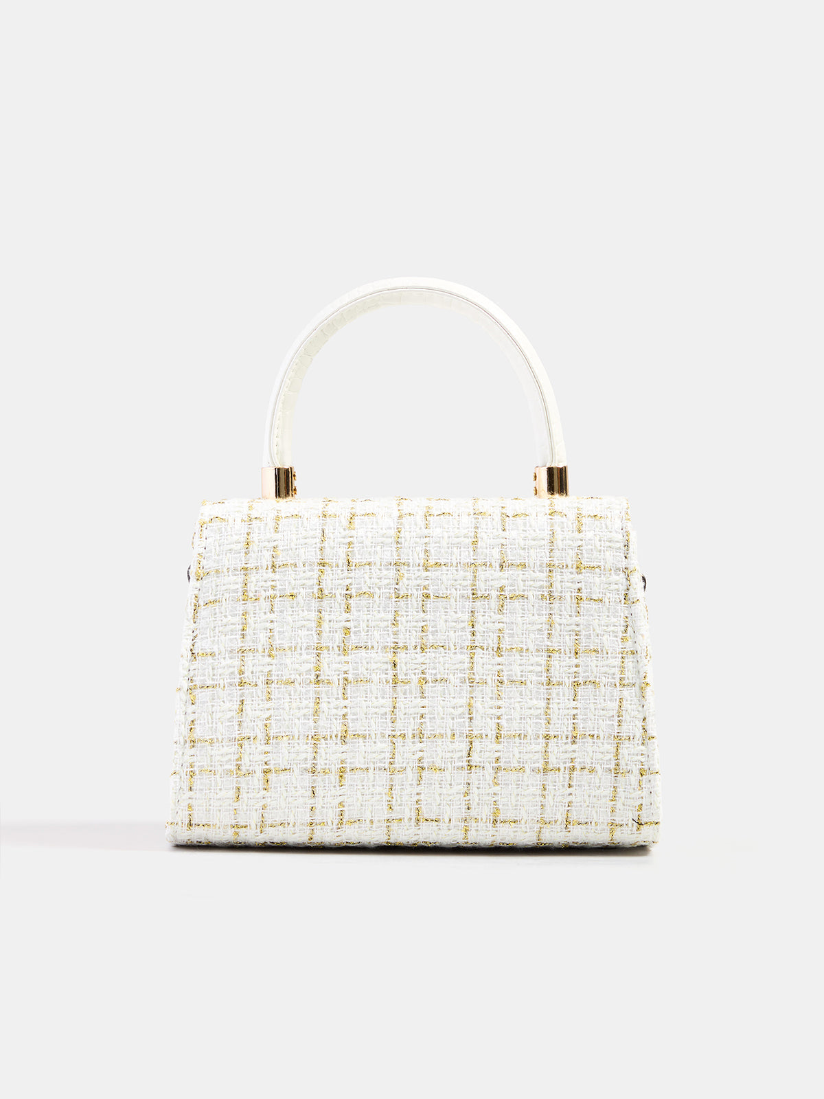 Tweed Plaid Top Handle Handbag
