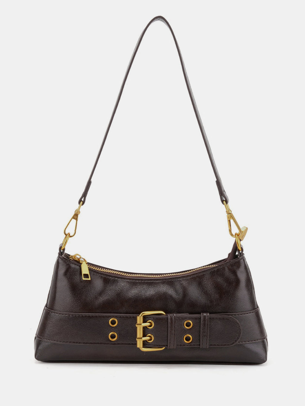 Buckle Detail Vintage Baguette Shoulder Bag