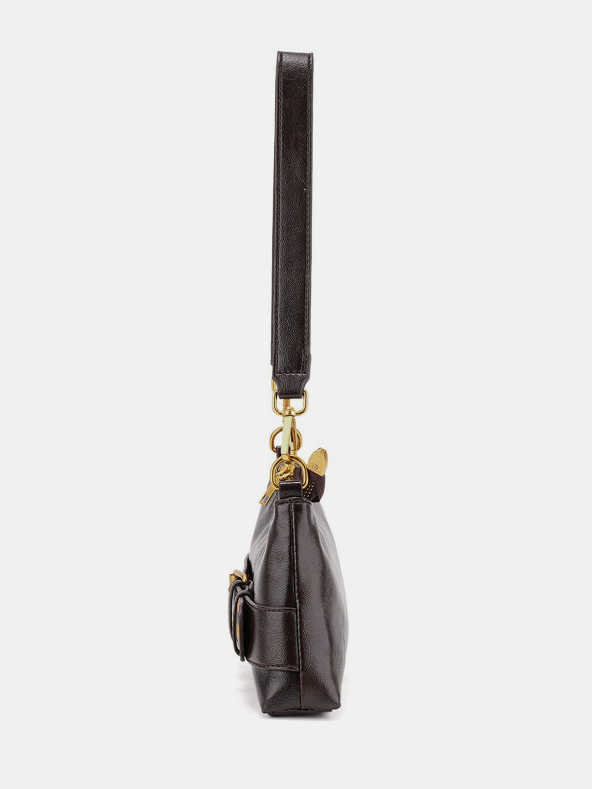 Buckle Detail Vintage Baguette Shoulder Bag