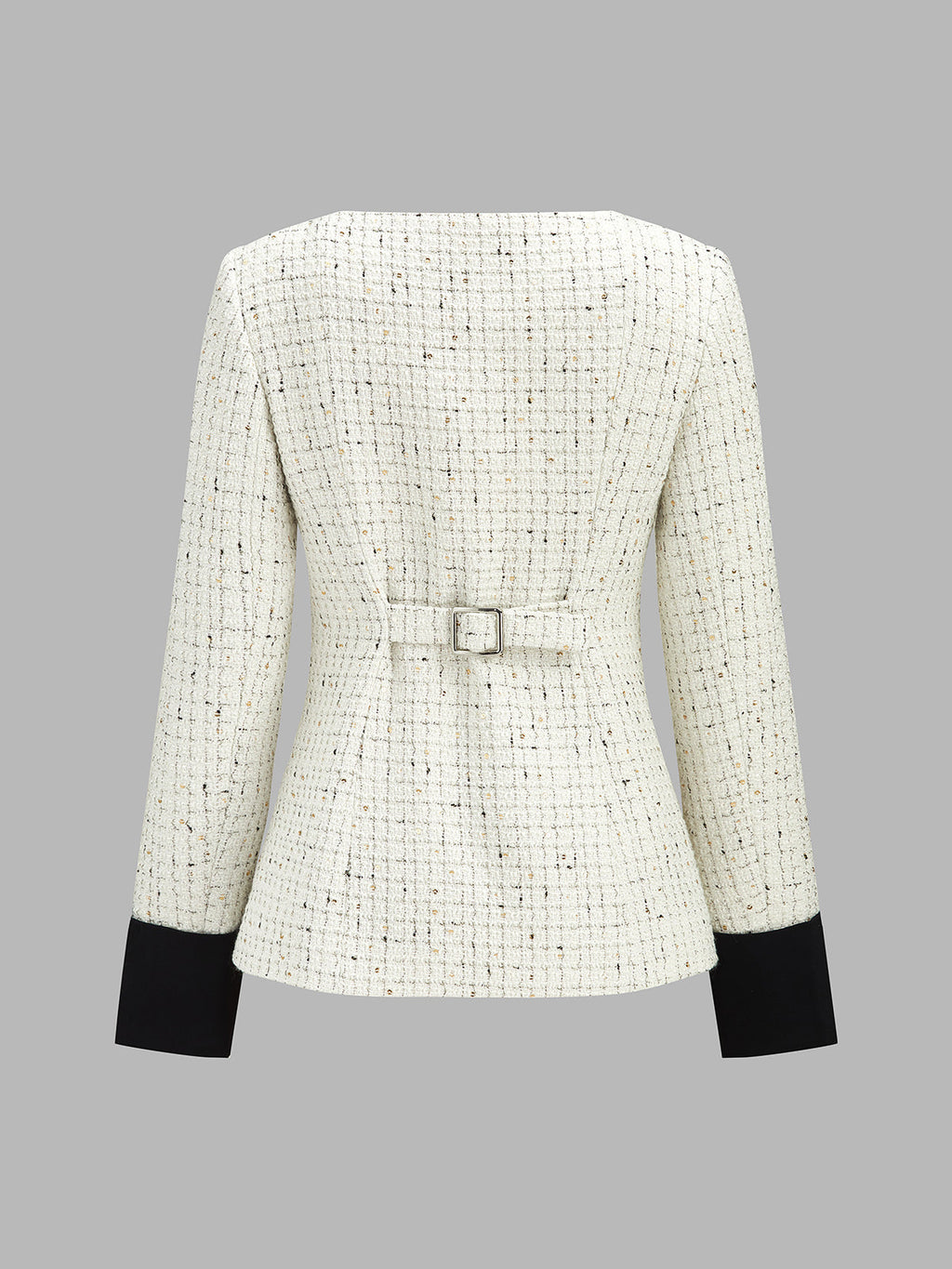 Frog Button Tweed Contrast Cuff Blazer