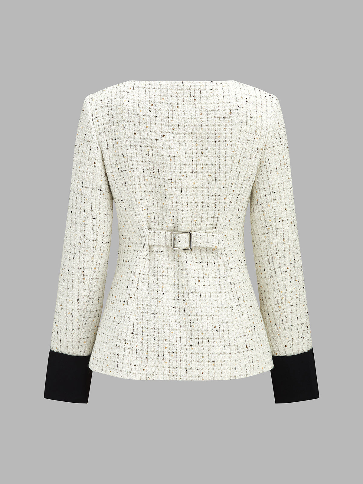 Frog Button Tweed Contrast Cuff Blazer