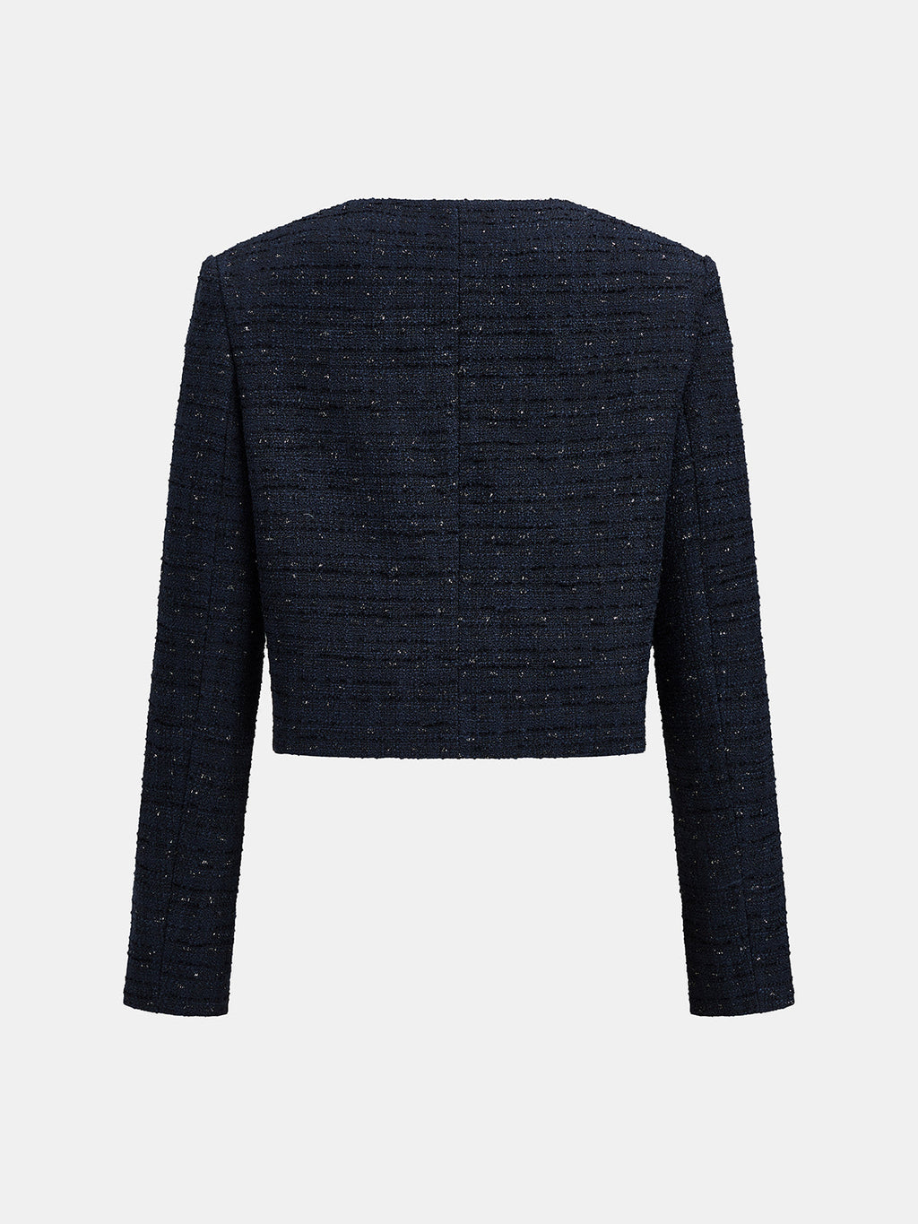 Sparkle Tweed Double‑Breasted Cropped Jacket