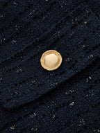 Sparkle Tweed Double‑Breasted Cropped Jacket