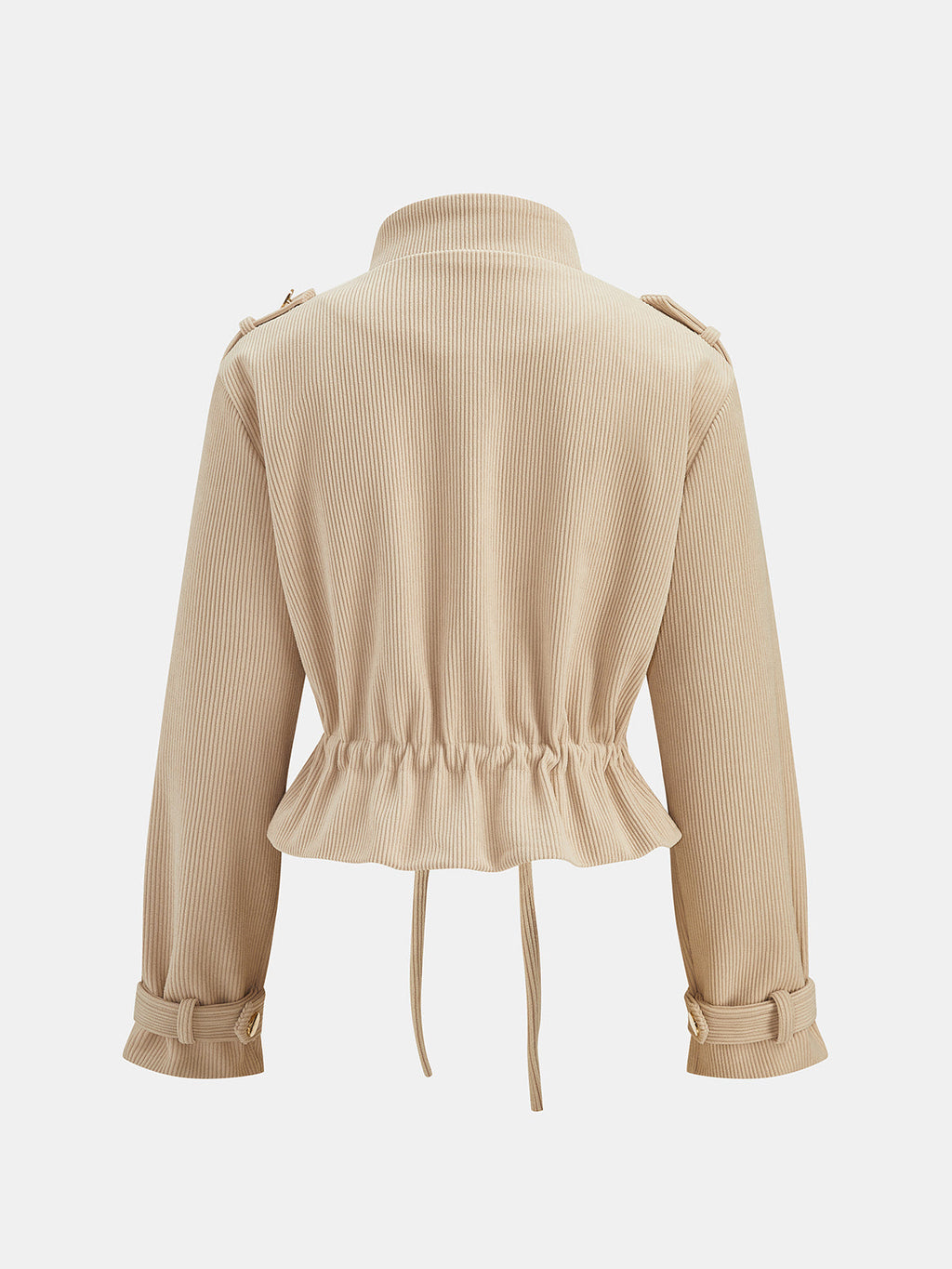 Corduroy Drawstring Waist Cropped Jacket
