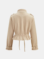 Corduroy Drawstring Waist Cropped Jacket