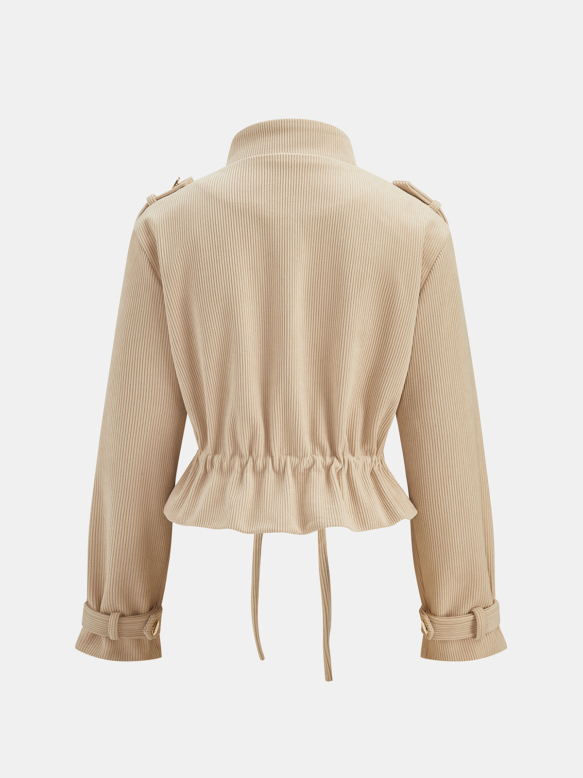 Corduroy Drawstring Waist Cropped Jacket