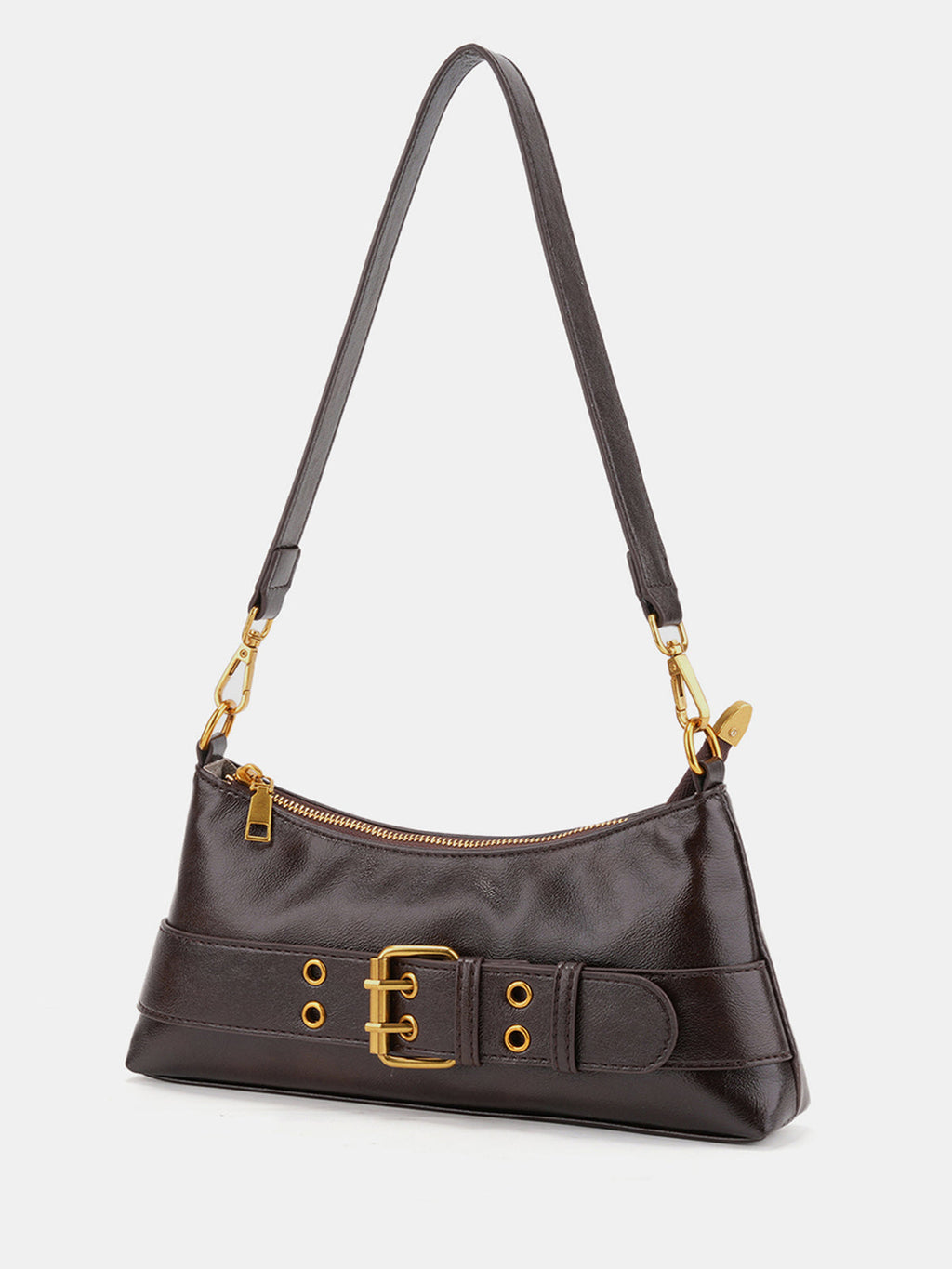 Buckle Detail Vintage Baguette Shoulder Bag