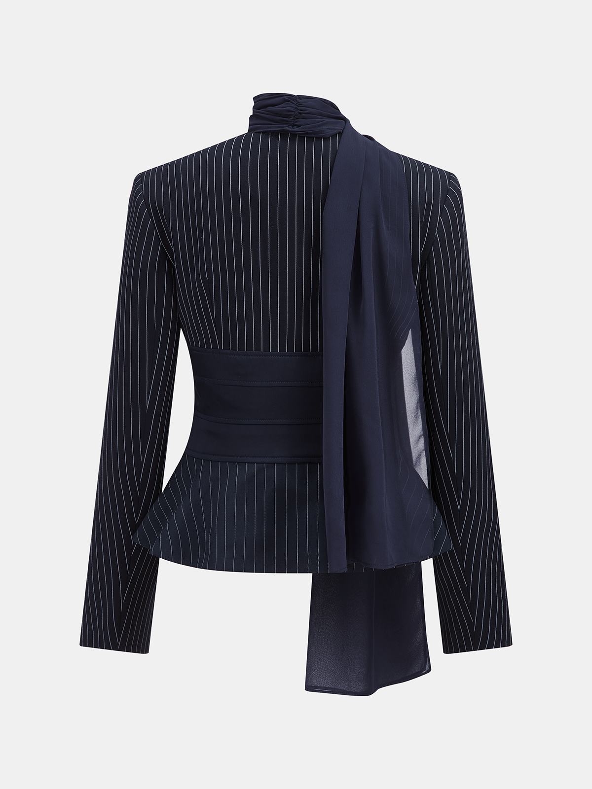 Scarf Collar Pinstripe Blazer