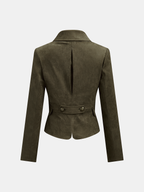 Pleated Suede Effect Cropped Jacket