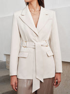 Notched Lapel Belted Tailored Blazer