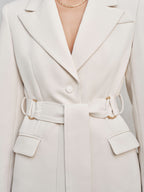 Notched Lapel Belted Tailored Blazer
