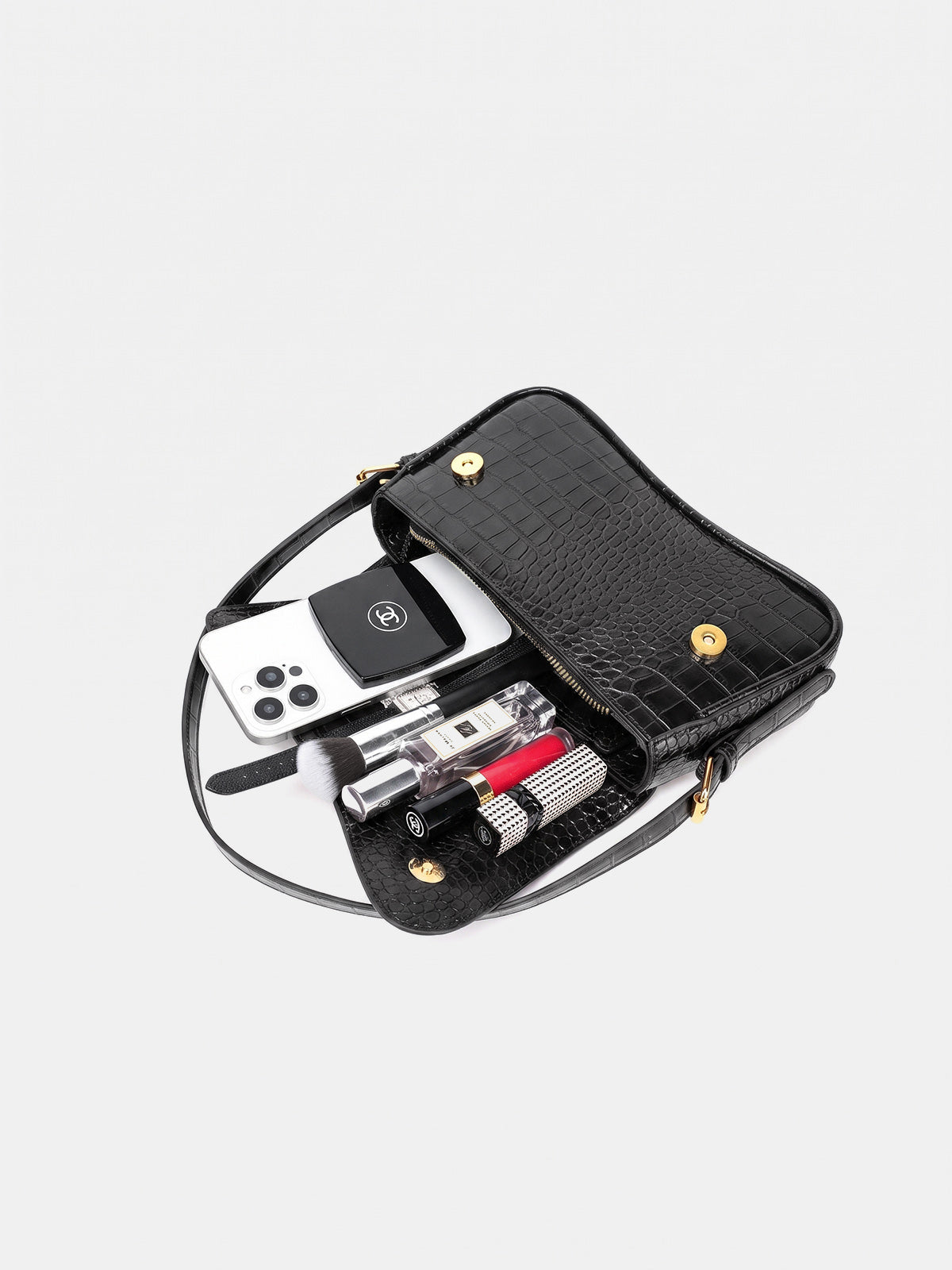 Crocodile Embossed Underarm Shoulder Bag