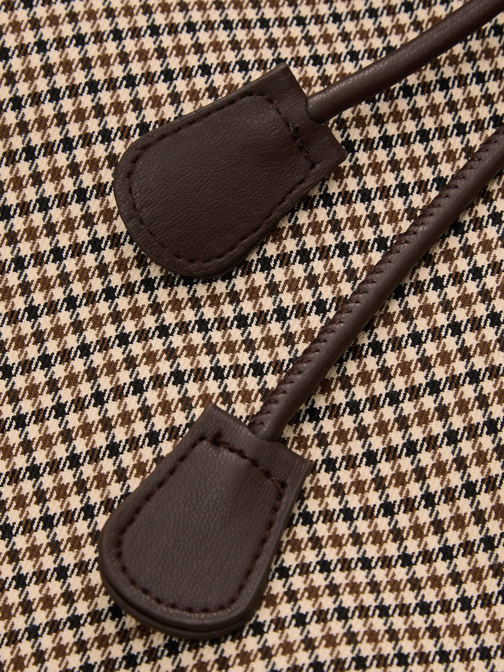 Faux Suede Collar Houndstooth Belted Blazer