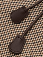 Faux Suede Collar Houndstooth Belted Blazer