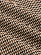Faux Suede Collar Houndstooth Belted Blazer