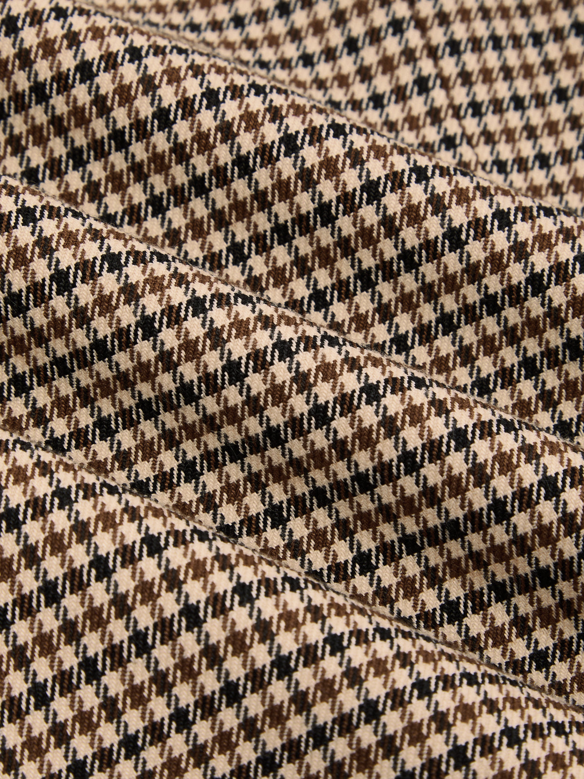 Faux Suede Collar Houndstooth Belted Blazer