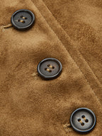 Faux Suede Button Front Collared Jacket