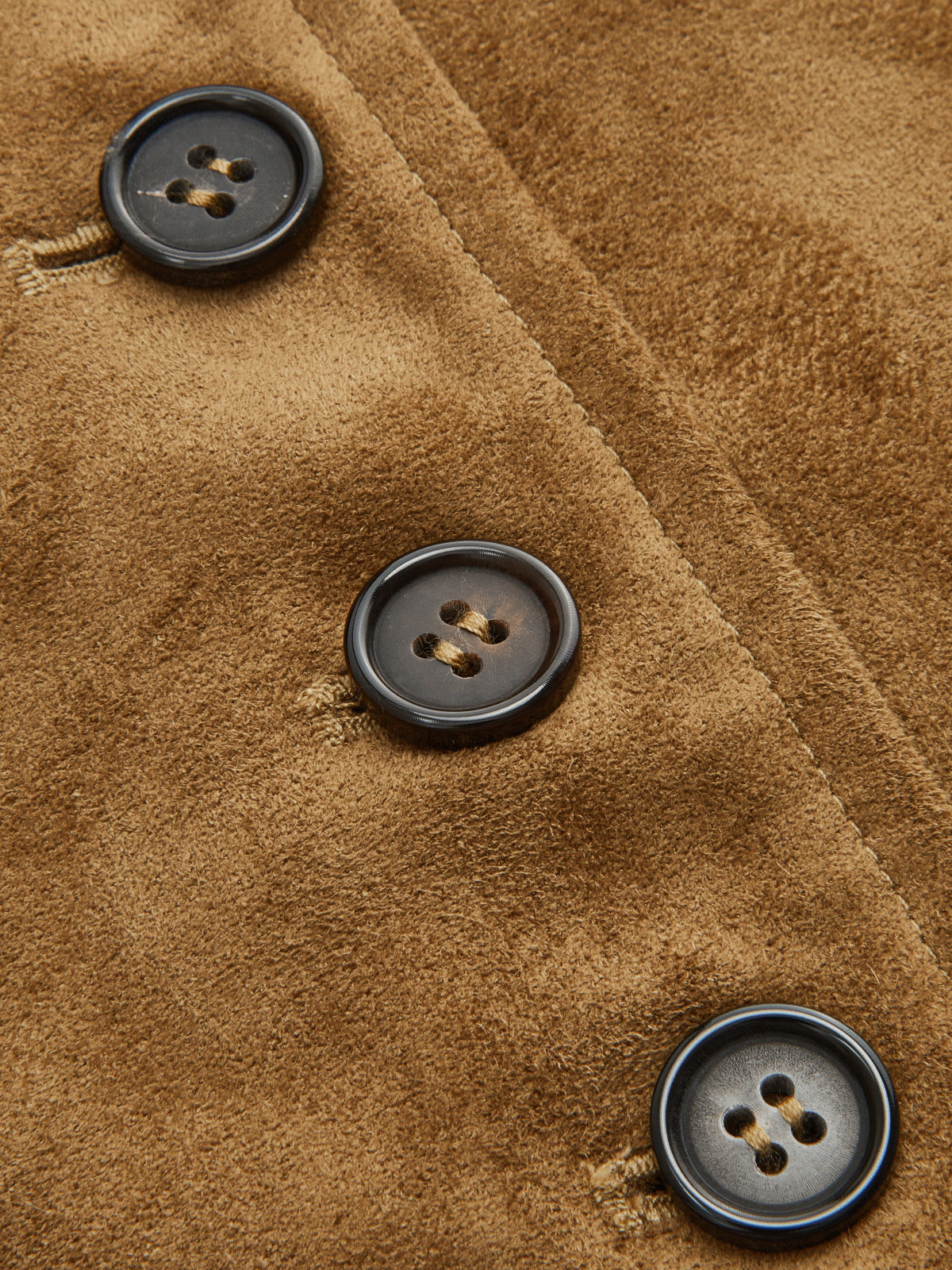 Faux Suede Button Front Collared Jacket