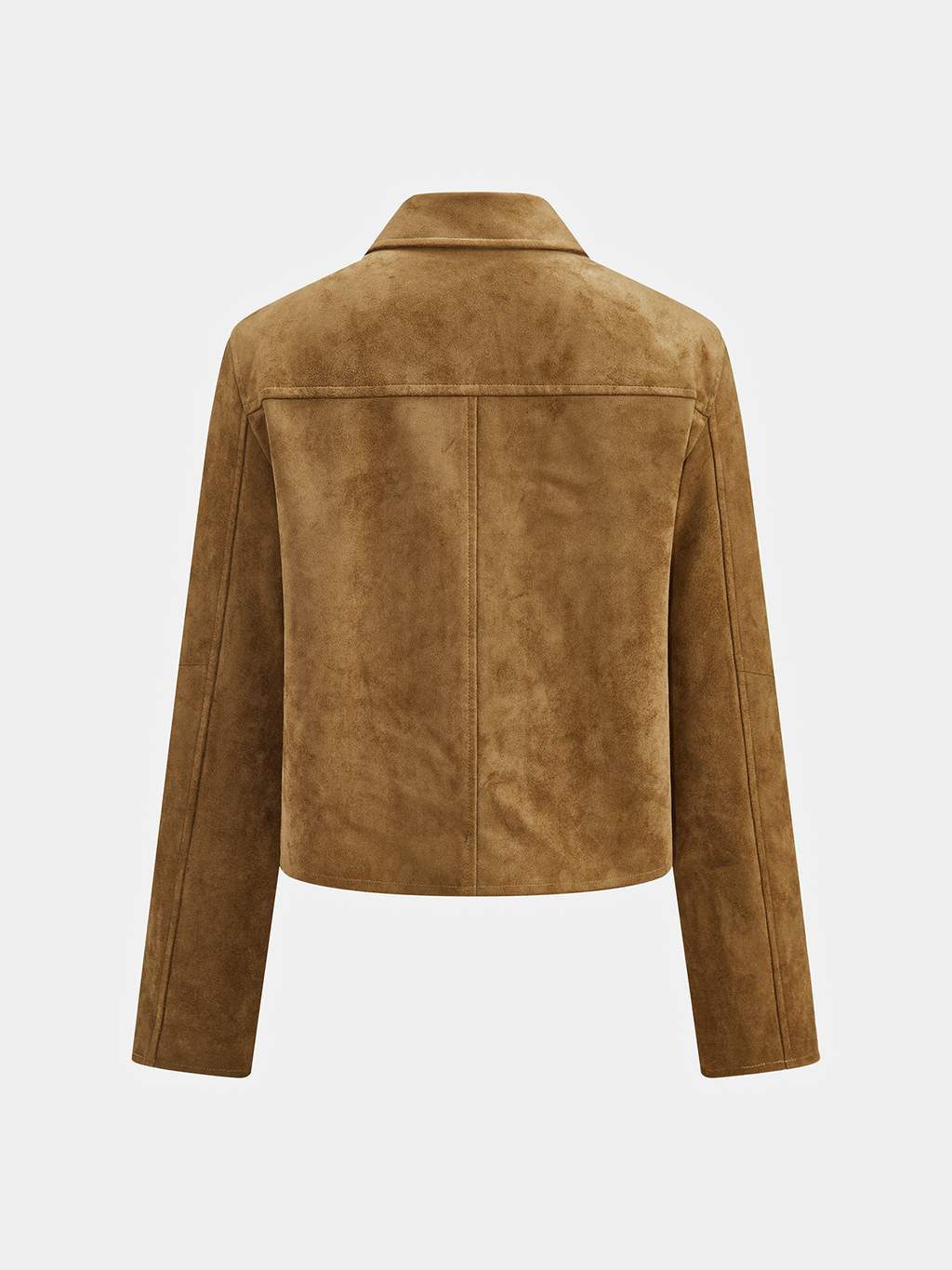 Faux Suede Button Front Collared Jacket