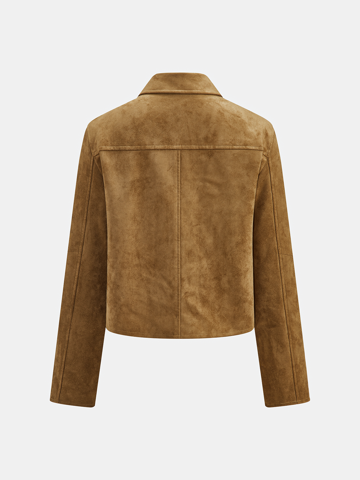 Faux Suede Button Front Collared Jacket