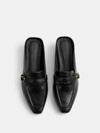 Low‑Heel Square Toe Buckle Mules