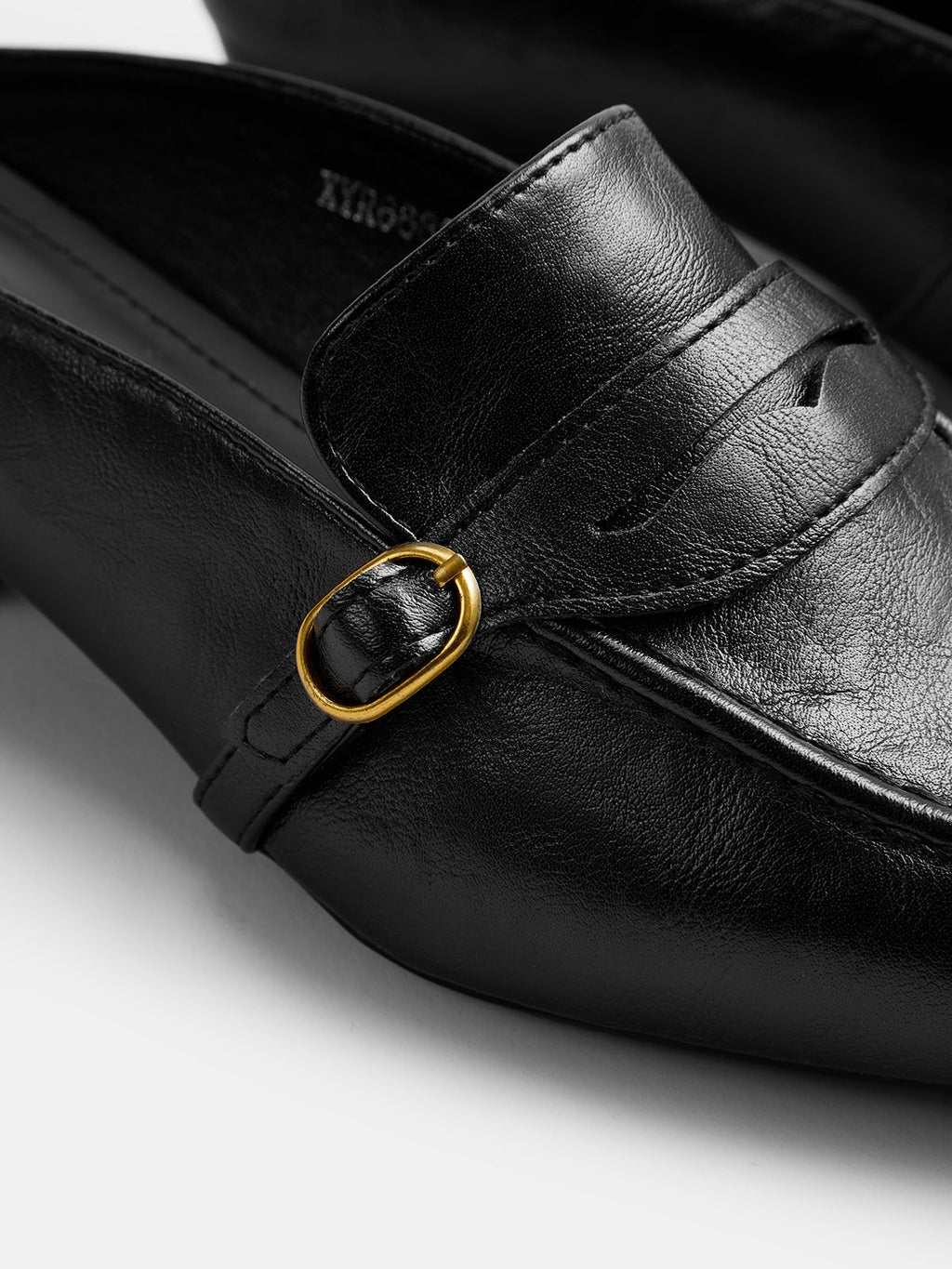 Low‑Heel Square Toe Buckle Mules