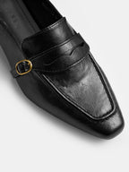 Low‑Heel Square Toe Buckle Mules