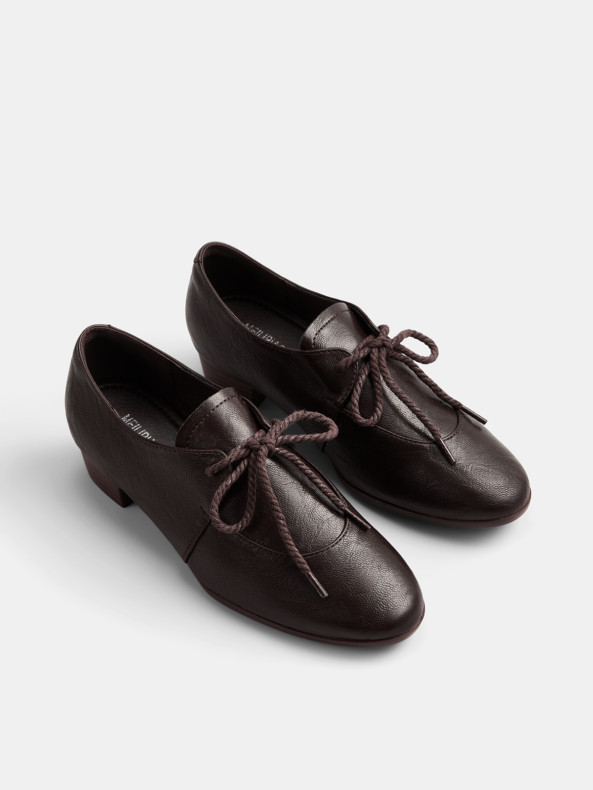 Rope Tie Block Heel Oxford Shoes