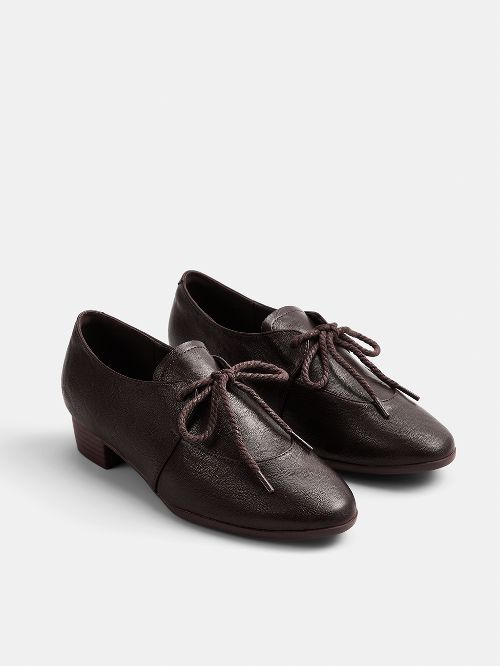 Rope Tie Block Heel Oxford Shoes