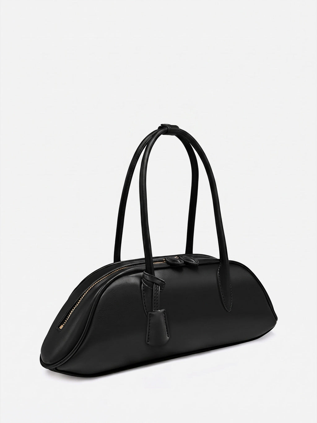 Minimalist Curved Zip‑Top Handbag