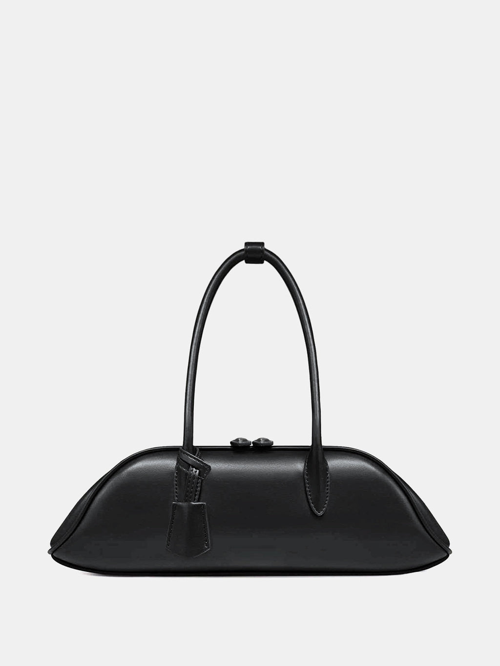 Minimalist Curved Zip‑Top Handbag