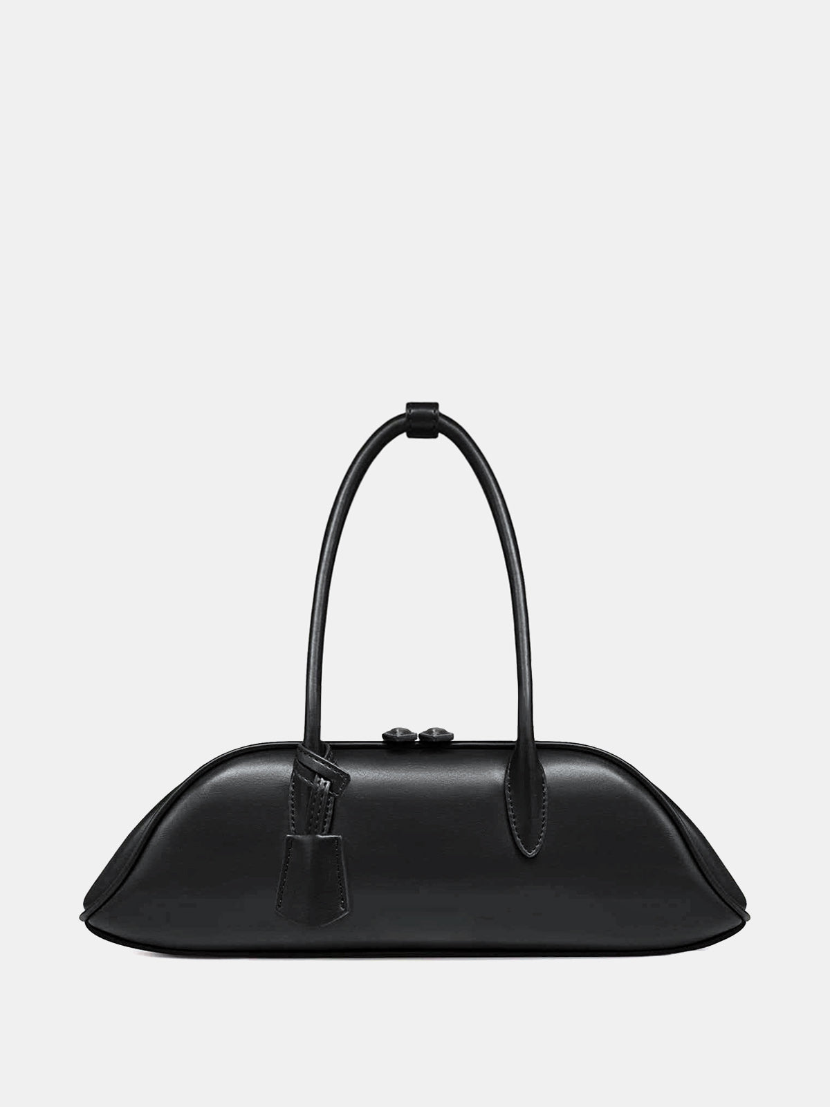 Minimalist Curved Zip‑Top Handbag
