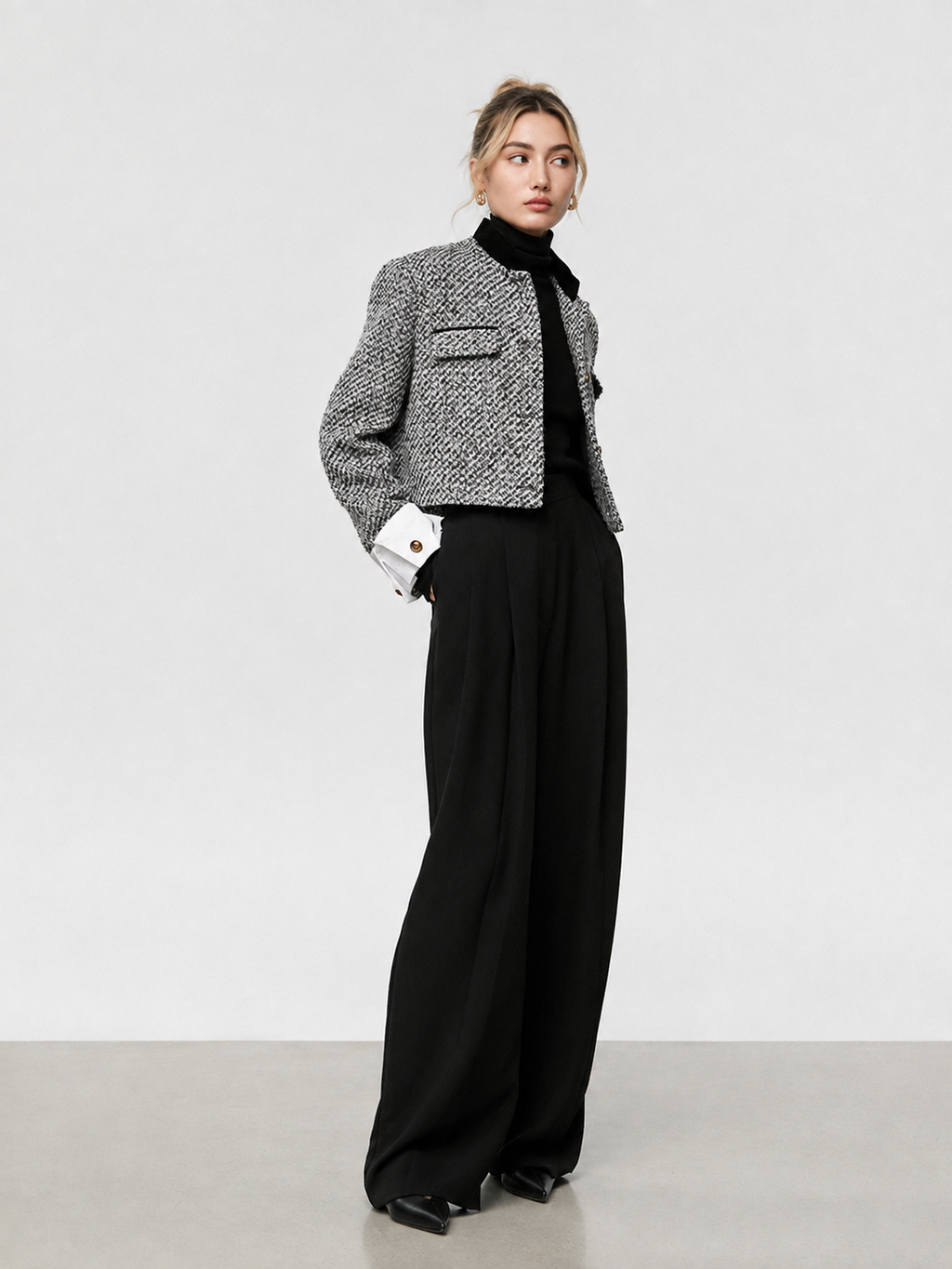 Tweed Boucle Crop Blazer