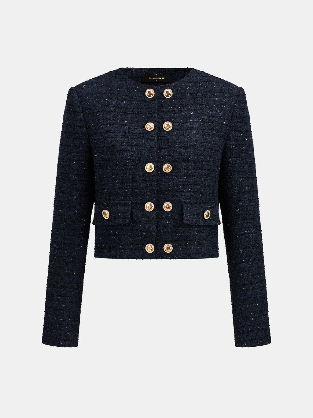 Sparkle Tweed Double‑Breasted Cropped Jacket