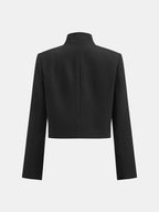 Stand Collar Asymmetric Front Cropped Blazer