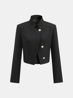 Stand Collar Asymmetric Front Cropped Blazer