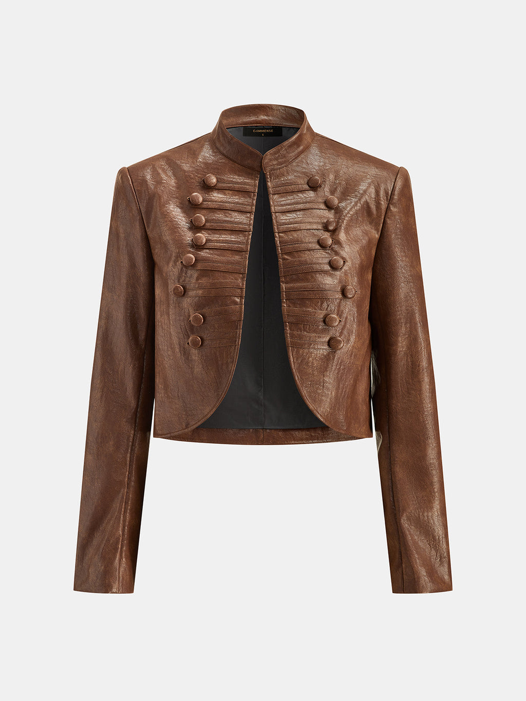 Napoleon Style Faux Leather Cropped Jacket