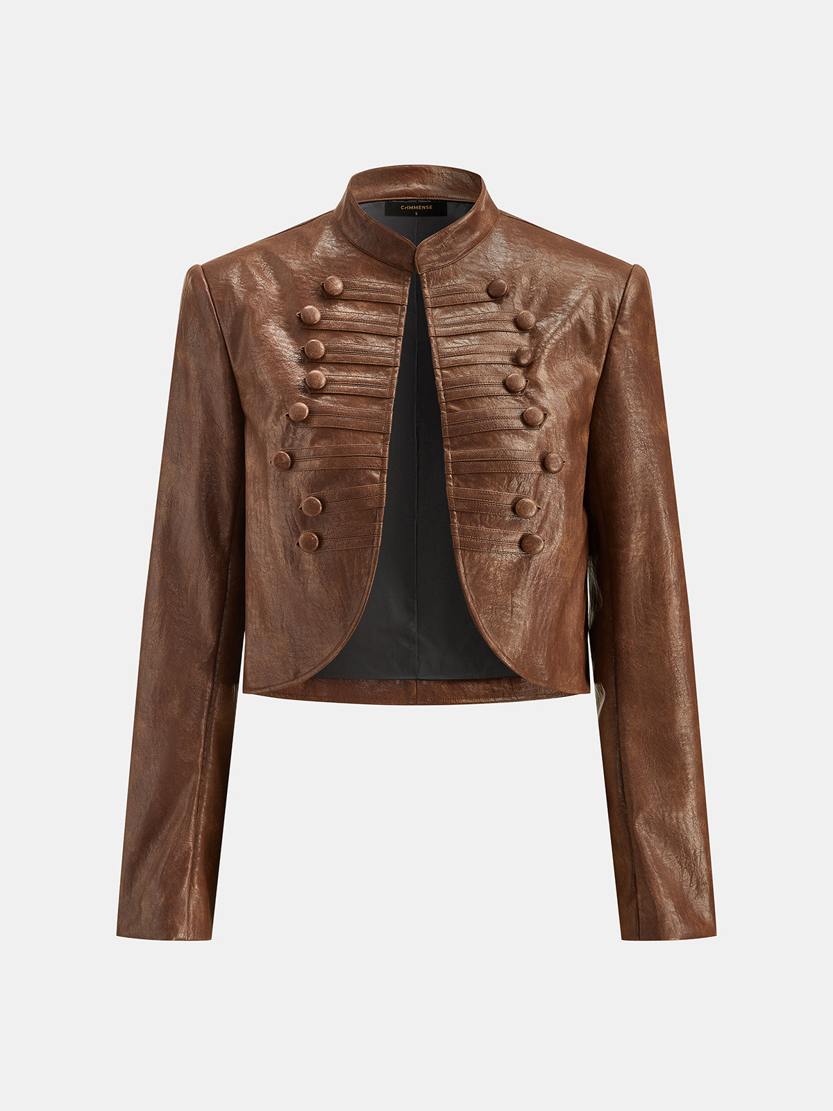 Napoleon Style Faux Leather Cropped Jacket