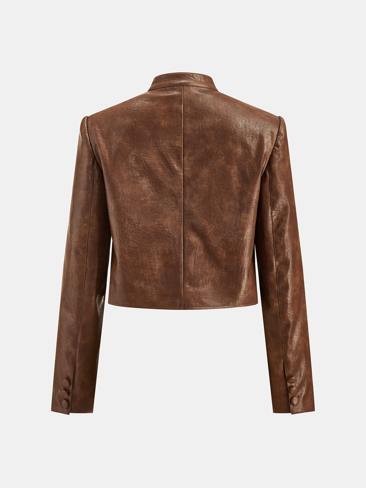 Napoleon Style Faux Leather Cropped Jacket