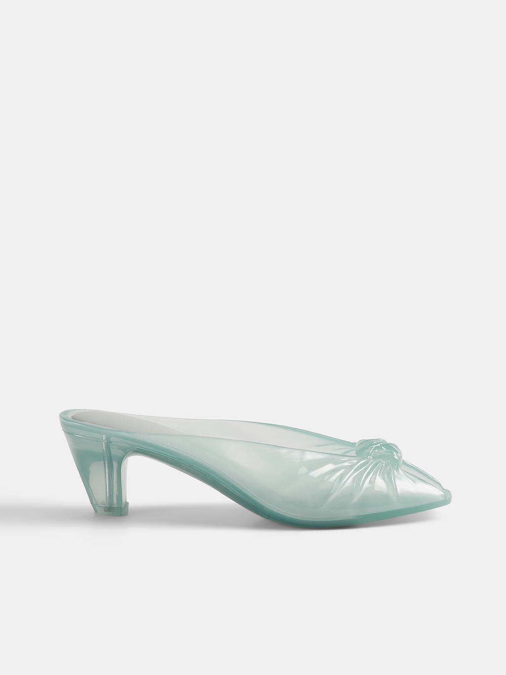 Transparent Knot Heeled Mules