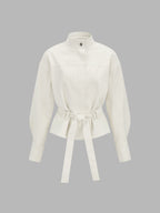 Faux Leather Belted Jacket