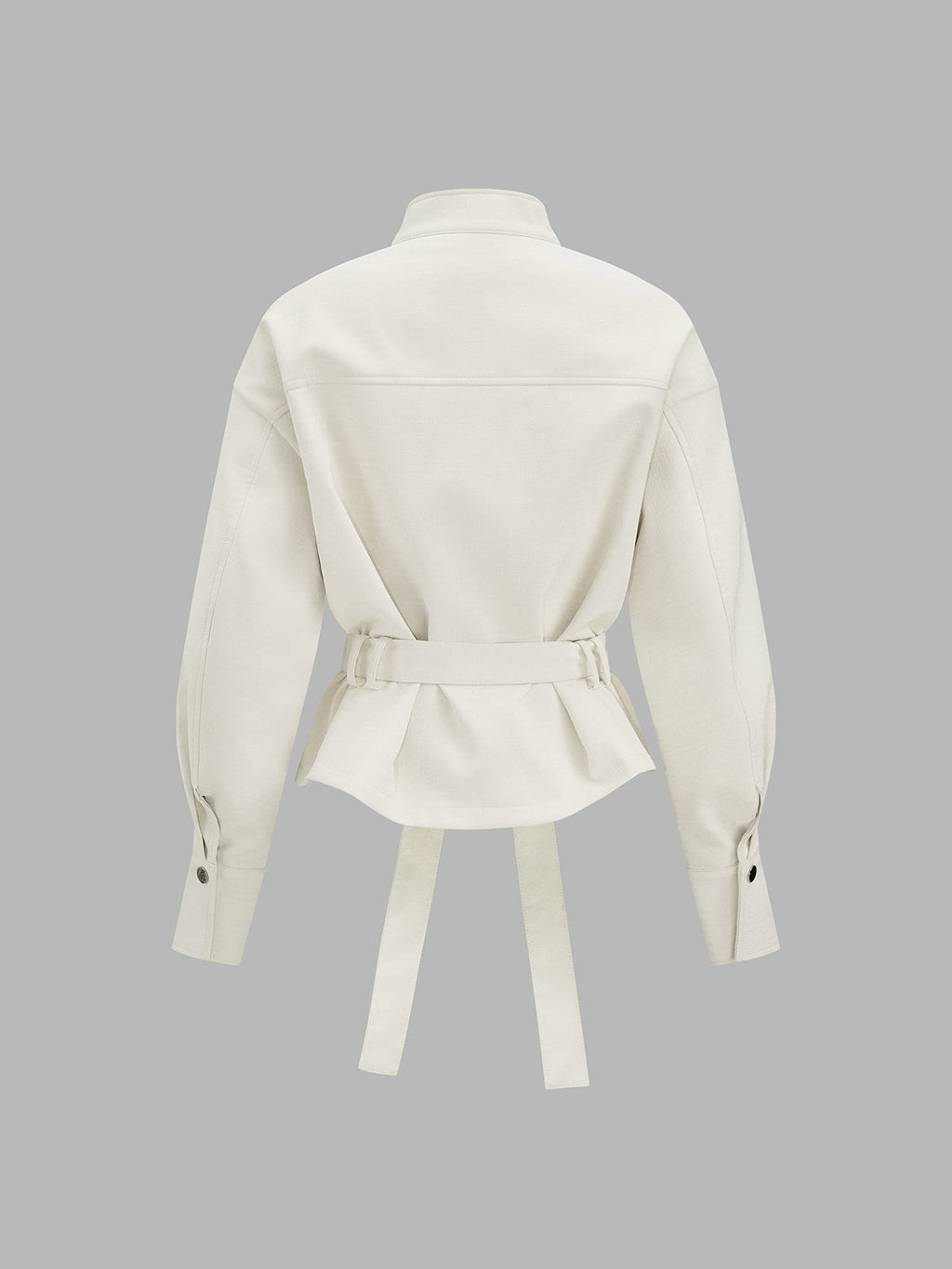 Faux Leather Belted Jacket