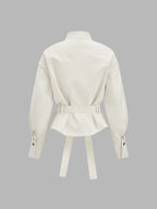 Faux Leather Belted Jacket