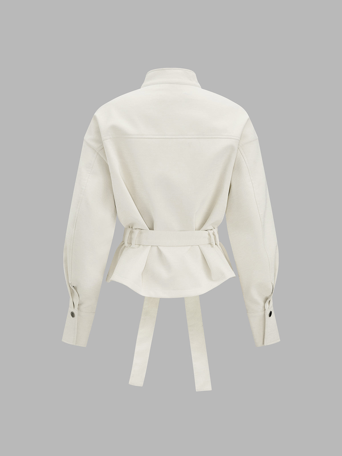 Faux Leather Belted Jacket