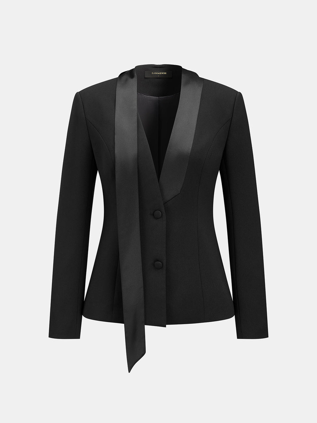 Satin Tie Detail Tuxedo Blazer